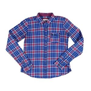 Abercrombie & Fitch Women's Medium Y2K Plaid Button Up Shirt Red Blue Cotton‎